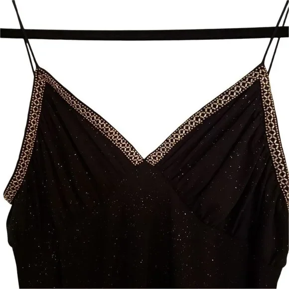 Eva Blue Juniors Black Sleeveless Gold Detail Sparkle Party Dress - Picture 4 of 9